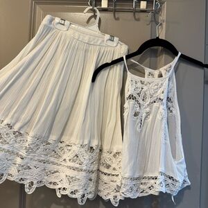 Free People White Lace-Trim set